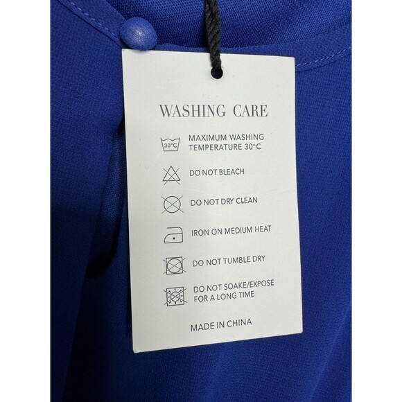 Pinup Fashion Size 24 Midi Cocktail Dress Blue Chiffon Keyhole Neck Flowy NWT - Picture 8 of 14